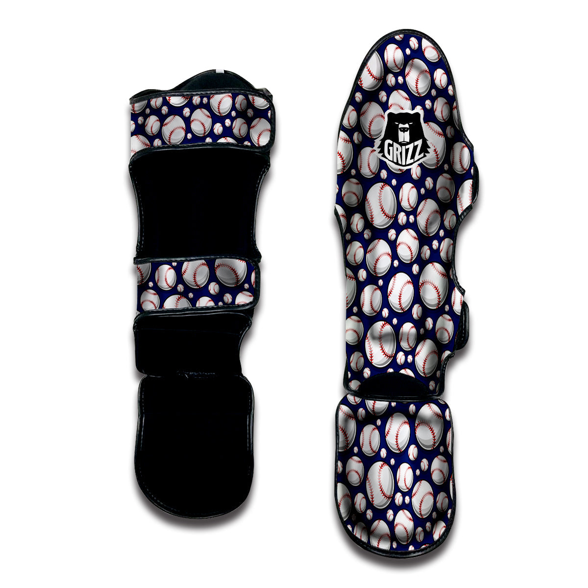 Baseballs Print Pattern Muay Thai Shin Guards-grizzshop