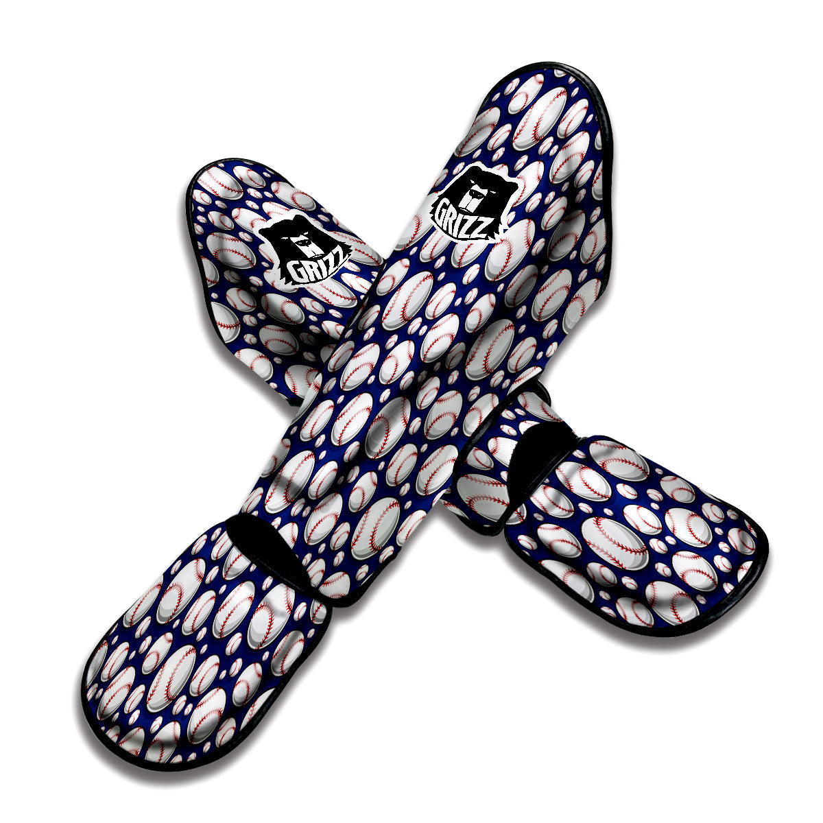 Baseballs Print Pattern Muay Thai Shin Guards-grizzshop
