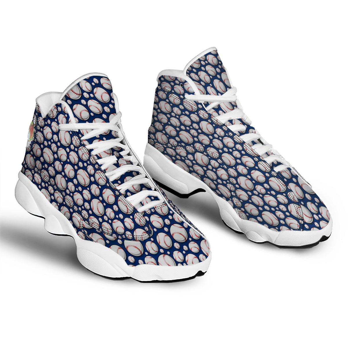 Baseballs Print Pattern White Basketball Shoes-grizzshop