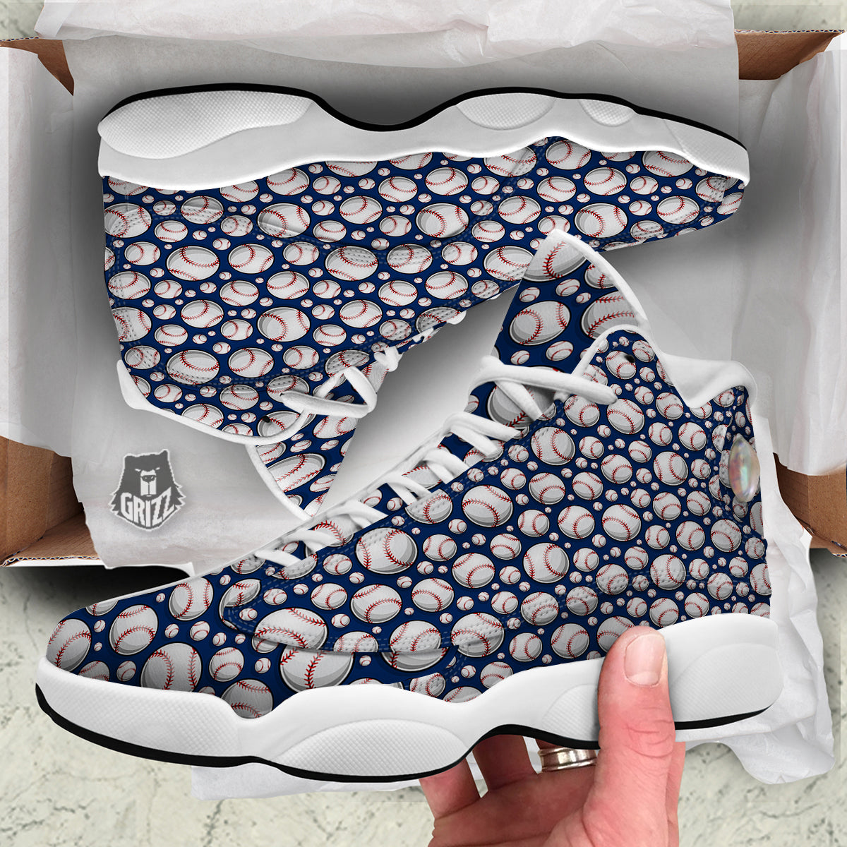 Baseballs Print Pattern White Basketball Shoes-grizzshop
