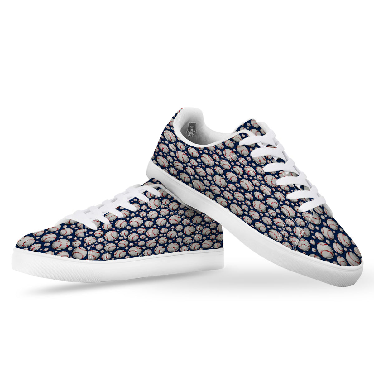 Baseballs Print Pattern White Low Top Sneakers-grizzshop