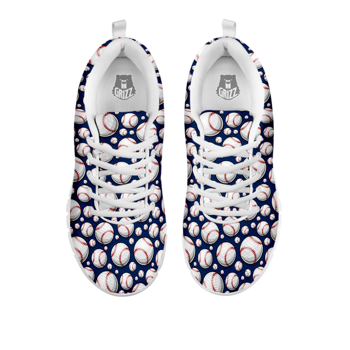 Baseballs Print Pattern White Sneaker-grizzshop