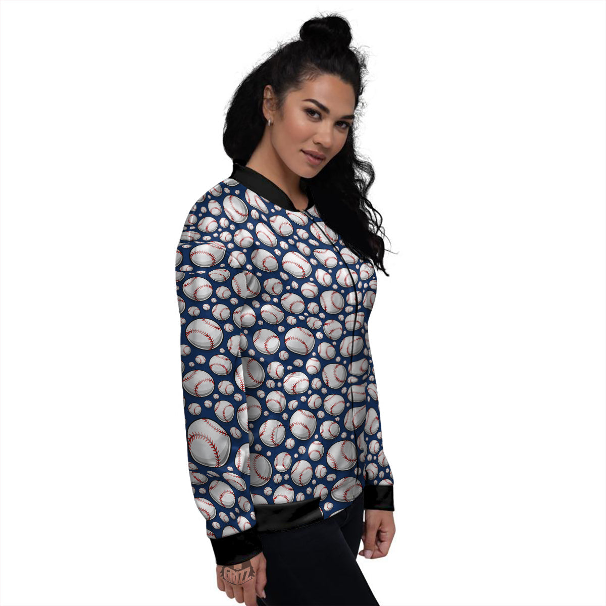 Baseballs Print Pattern Women's Bomber Jacket-grizzshop