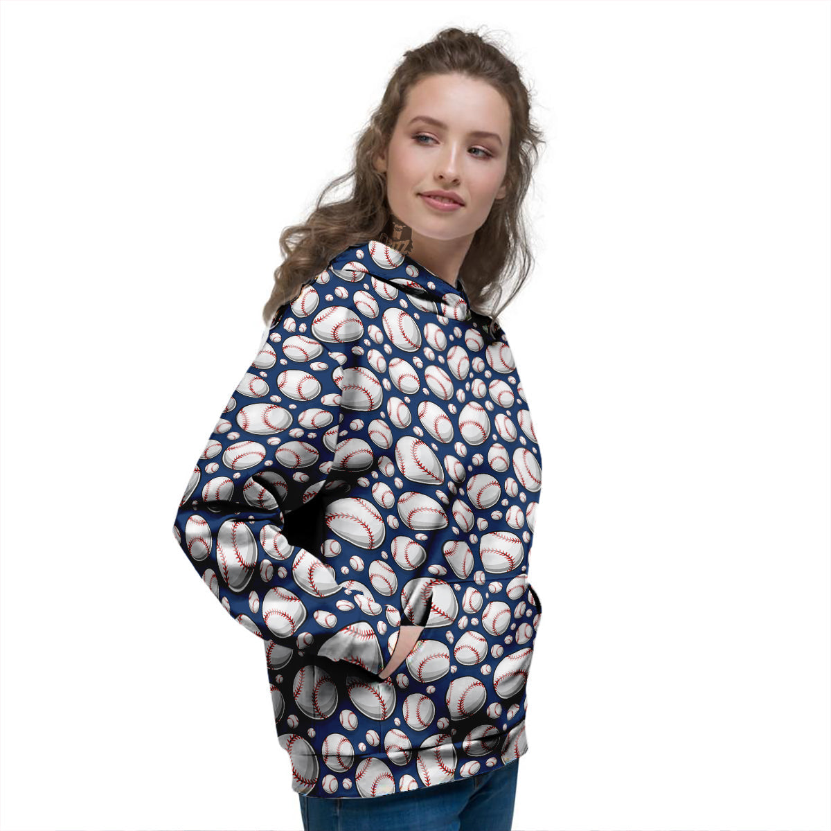 Baseballs Print Pattern Women's Hoodie-grizzshop