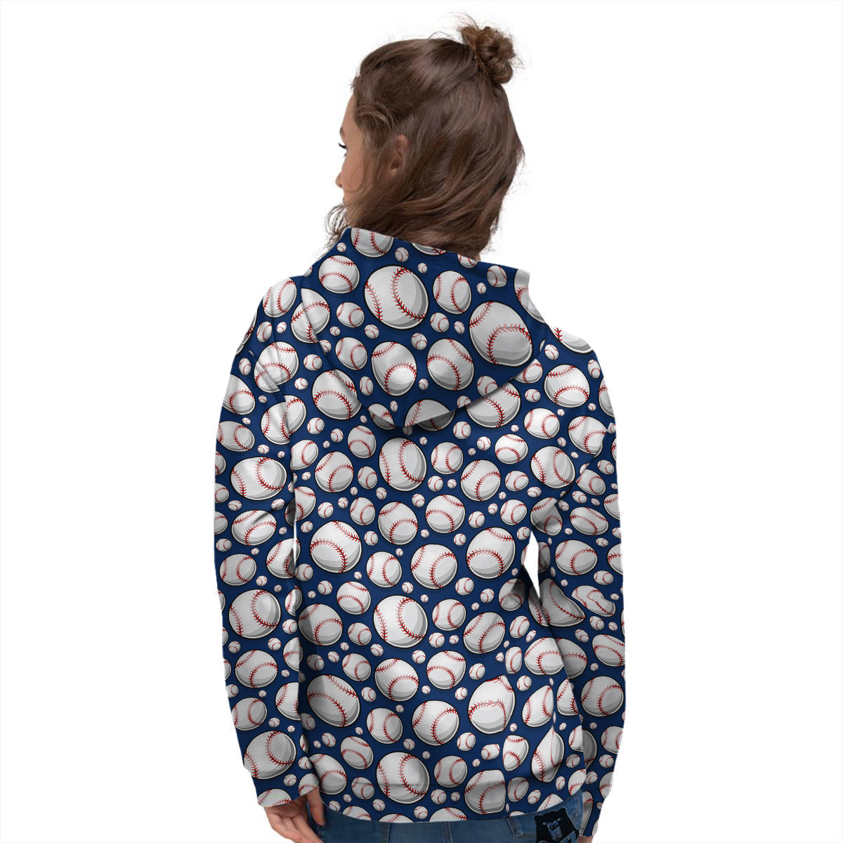 Baseballs Print Pattern Women's Hoodie-grizzshop