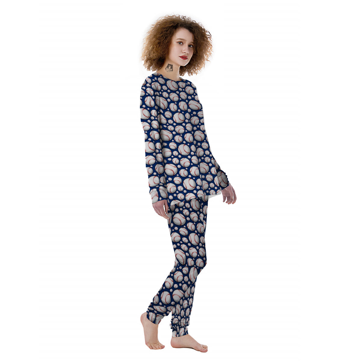 Baseballs Print Pattern Women's Pajamas-grizzshop