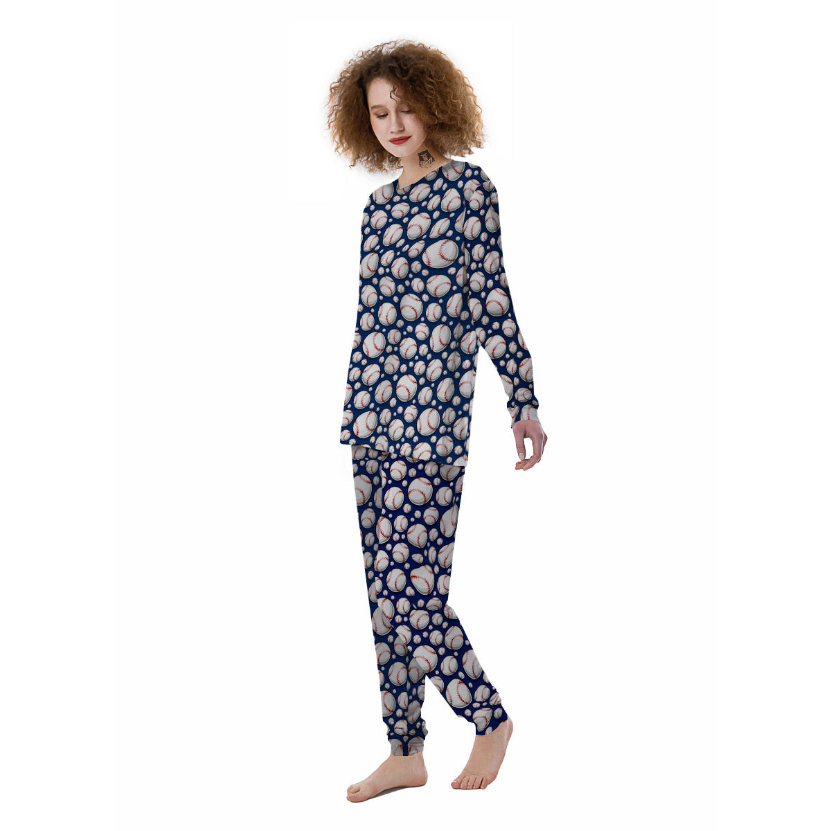 Baseballs Print Pattern Women's Pajamas-grizzshop