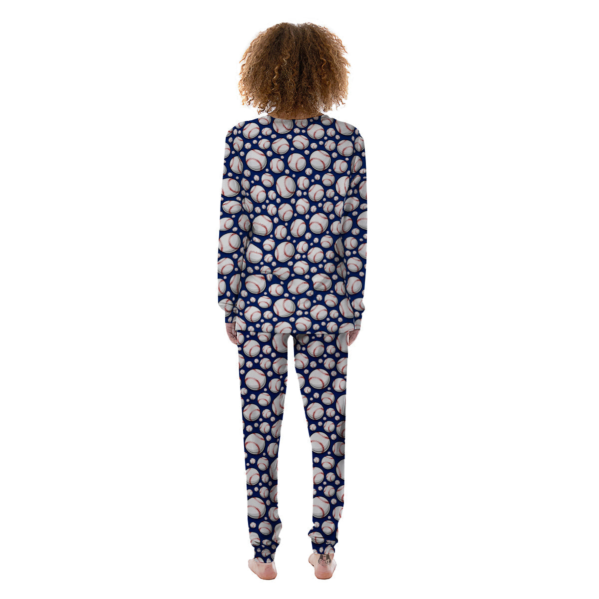 Baseballs Print Pattern Women's Pajamas-grizzshop