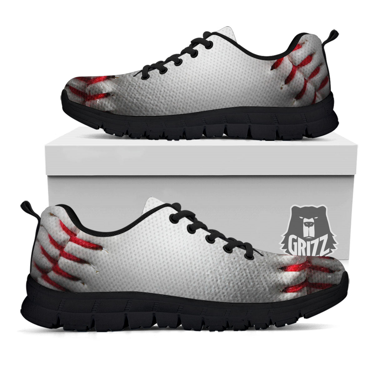 Baseballs Texture Print Black Sneaker-grizzshop