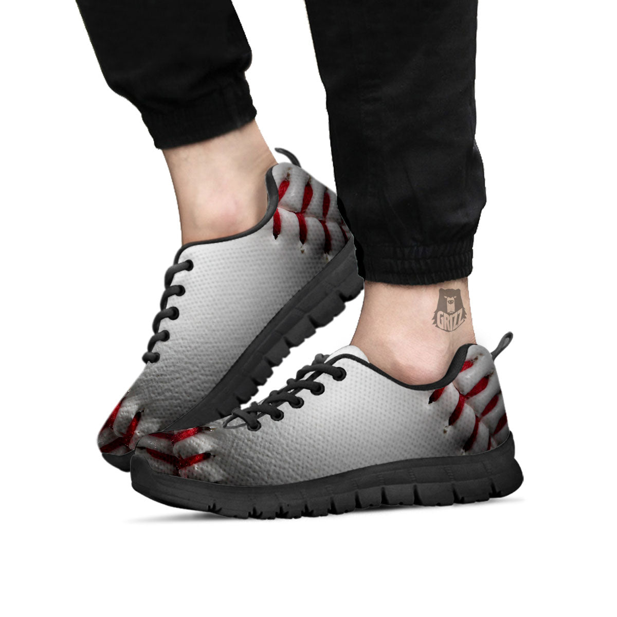 Baseballs Texture Print Black Sneaker-grizzshop