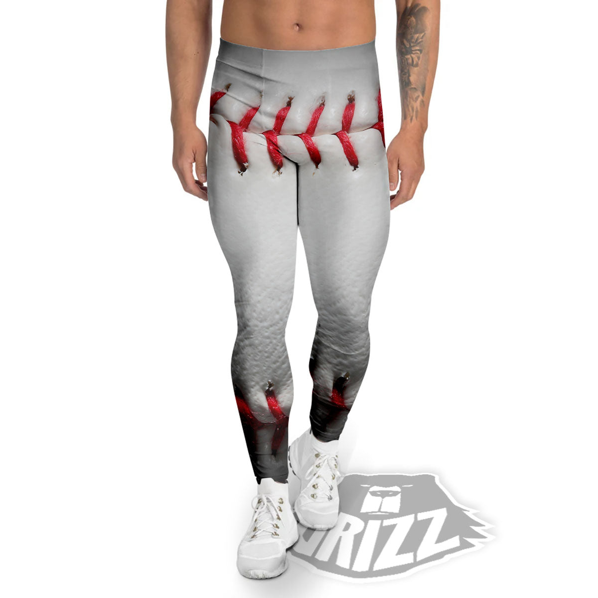 Baseballs Texture Print Men's Leggings-grizzshop