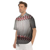 Baseballs Texture Print Men's Short Sleeve Shirts-grizzshop