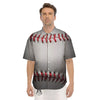 Baseballs Texture Print Men's Short Sleeve Shirts-grizzshop