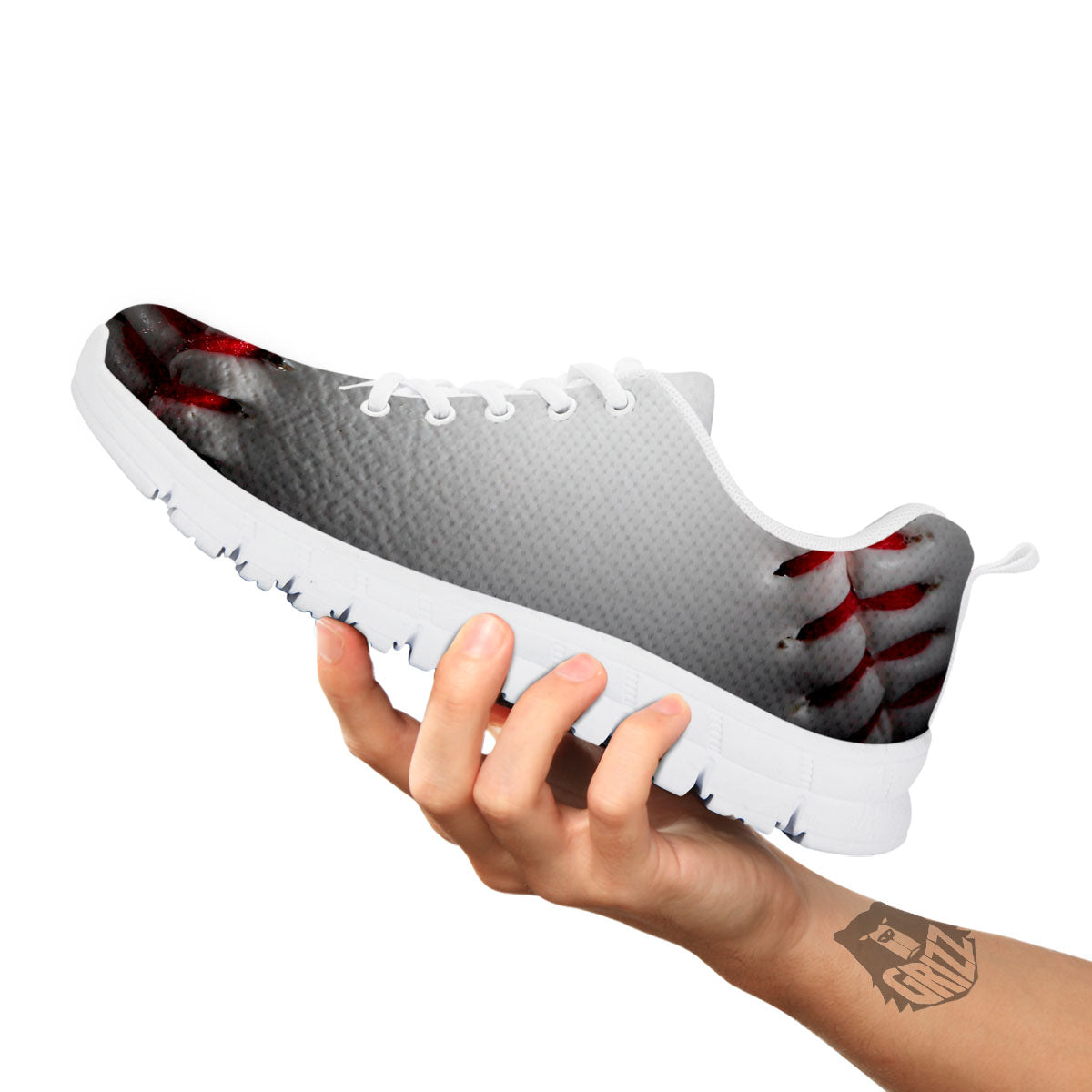Baseballs Texture Print White Sneaker-grizzshop