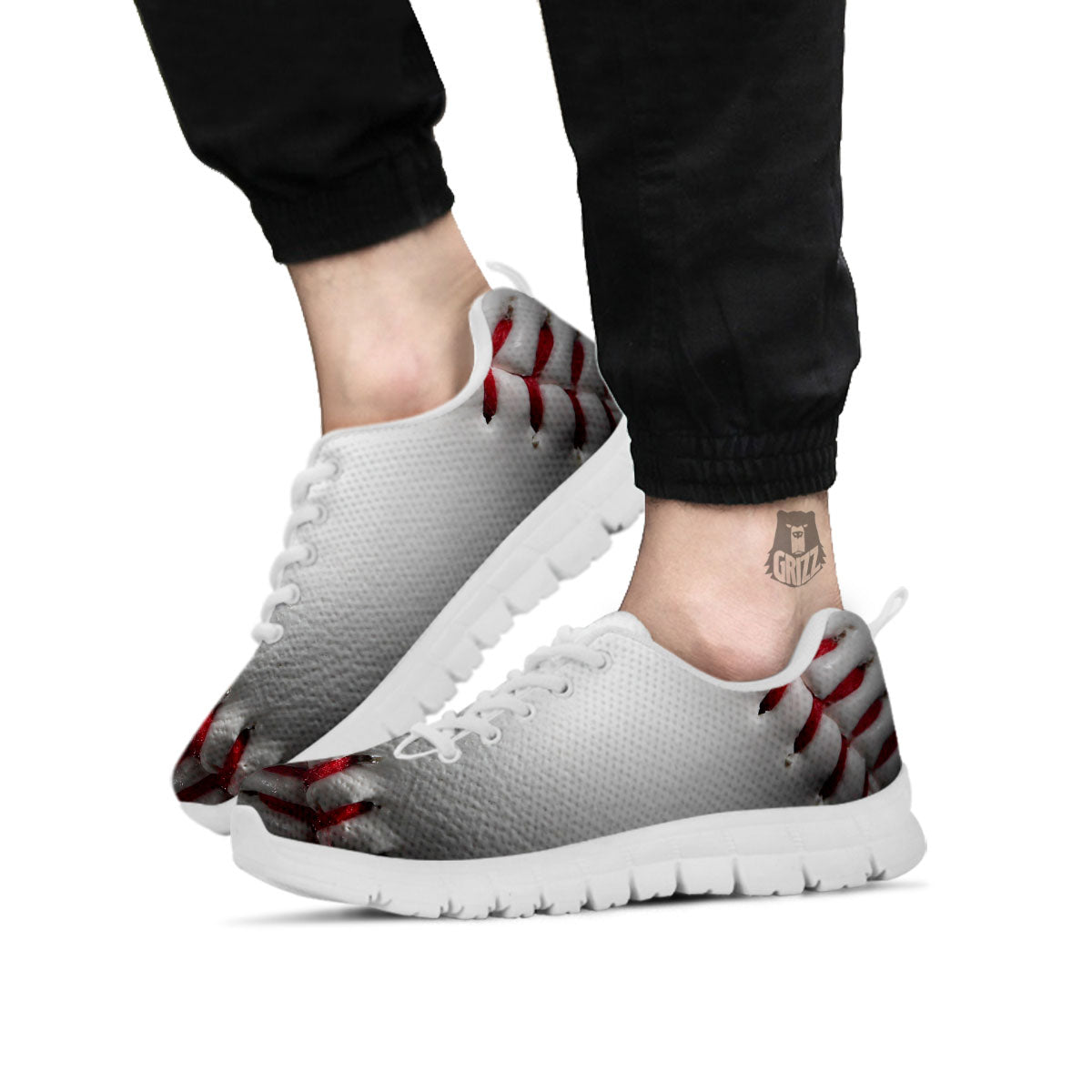 Baseballs Texture Print White Sneaker-grizzshop