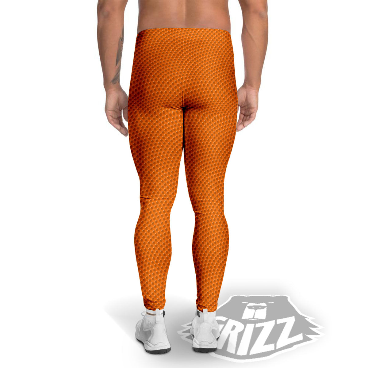 Basketball Ball Texture Print Men's Leggings-grizzshop
