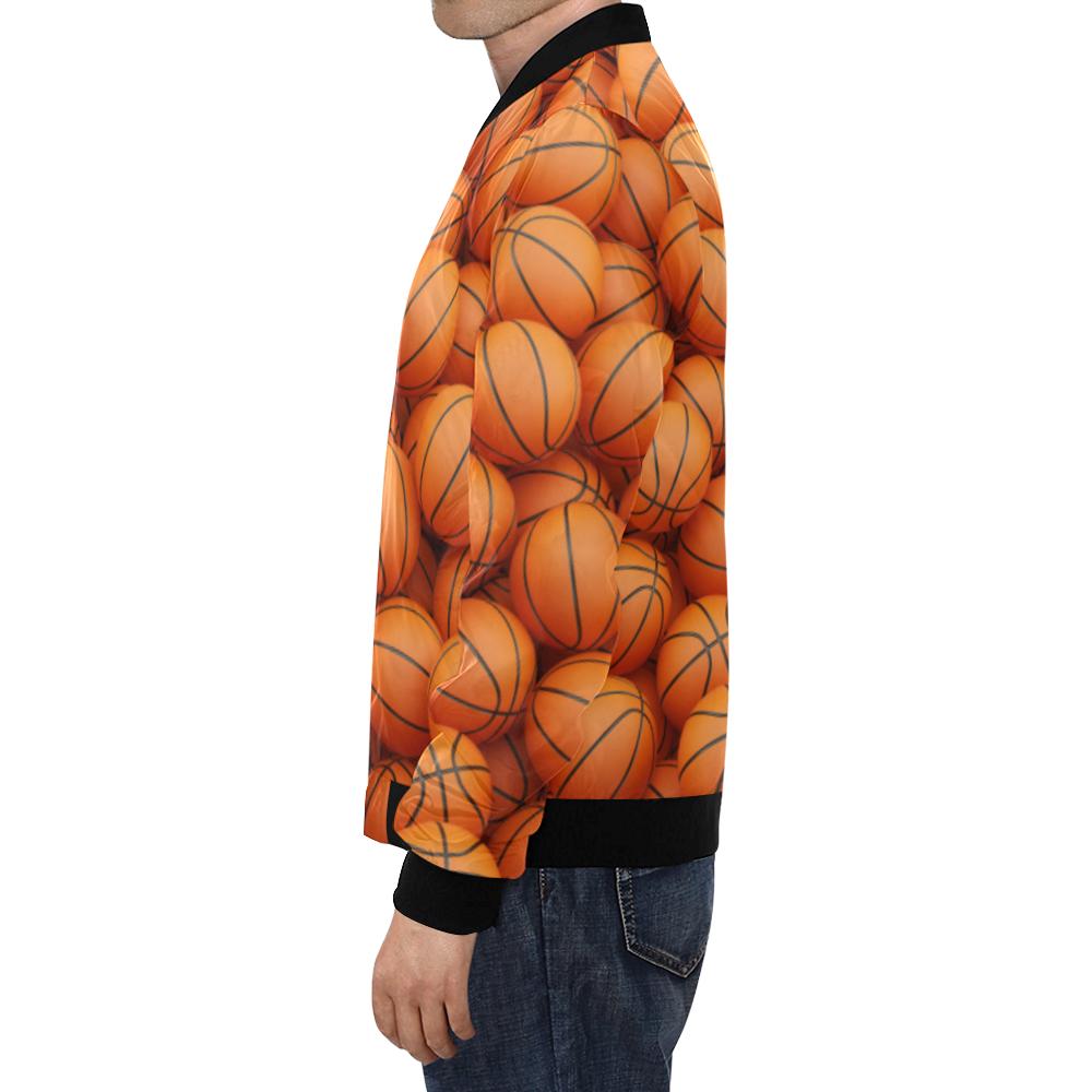 Basketball Pattern Print Men's Bomber Jacket-grizzshop