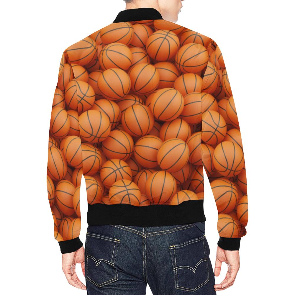 Basketball Pattern Print Men's Bomber Jacket-grizzshop