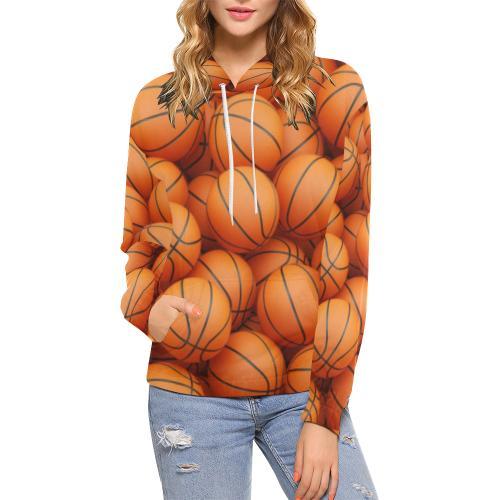 Basketball Pattern Print Women Pullover Hoodie-grizzshop