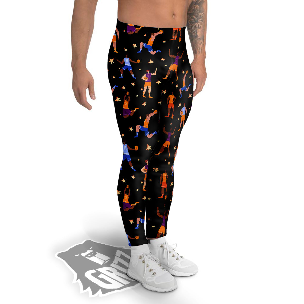 Basketball Players Funny Print Pattern Men's Leggings-grizzshop