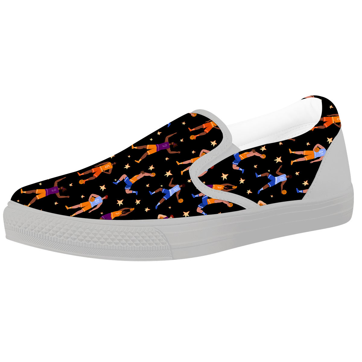 Basketball Players Funny Print Pattern White Slip On Shoes-grizzshop