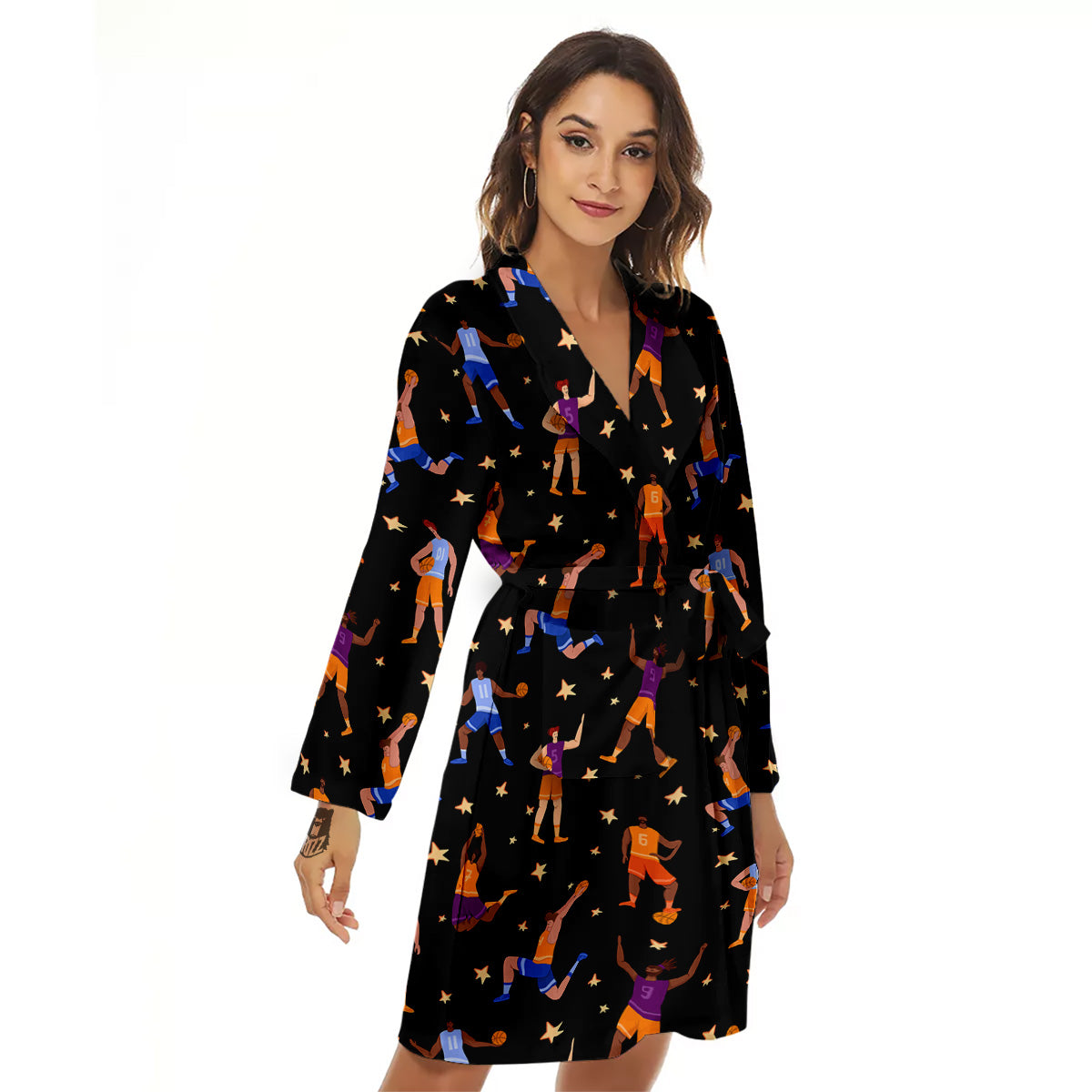Basketball Players Funny Print Pattern Women's Robe-grizzshop
