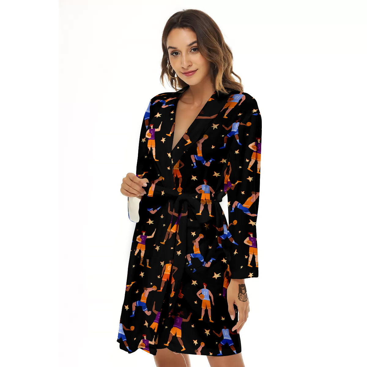 Basketball Players Funny Print Pattern Women's Robe-grizzshop