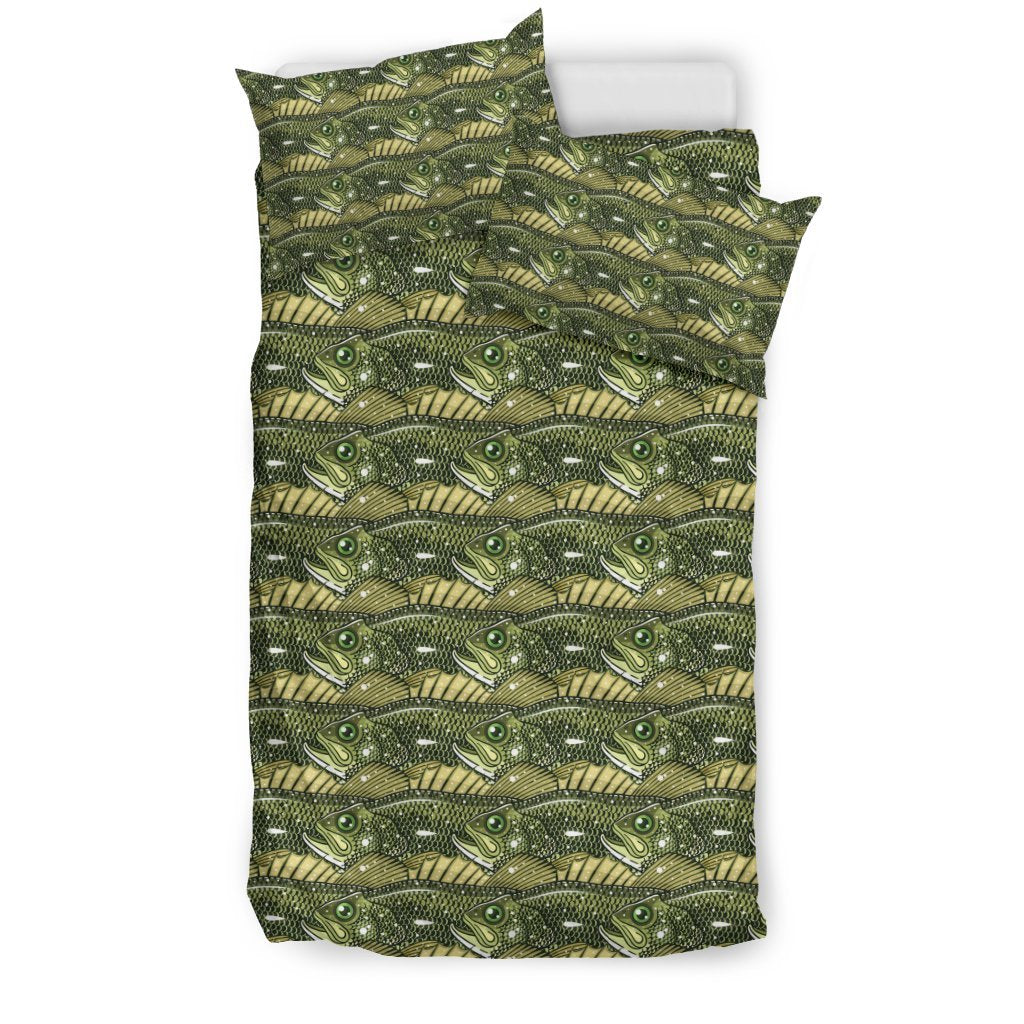 Bass Fishing Bait Pattern Print Duvet Cover Bedding Set-grizzshop