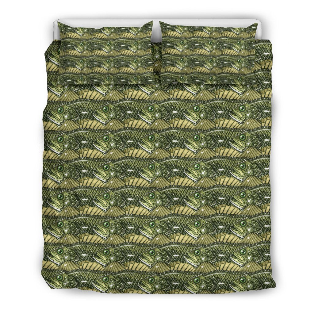 Bass Fishing Bait Pattern Print Duvet Cover Bedding Set-grizzshop