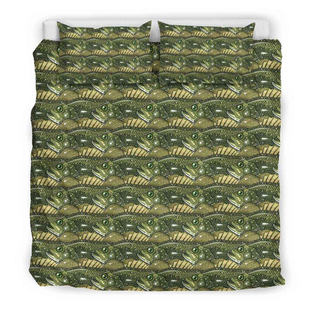 Bass Fishing Bait Pattern Print Duvet Cover Bedding Set-grizzshop