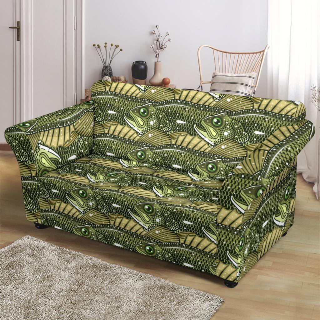 Bass Fishing Bait Pattern Print Loveseat Cover-grizzshop