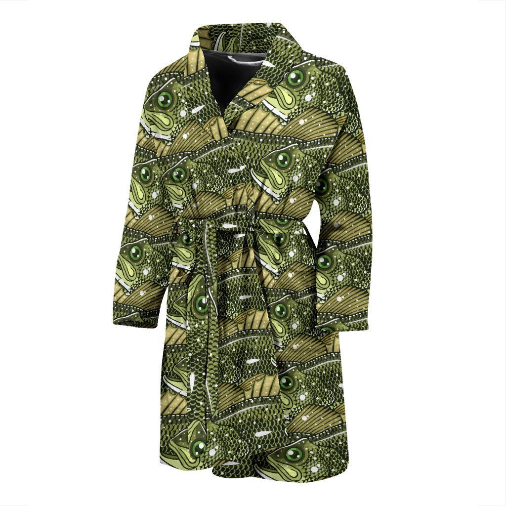 Bass Fishing Bait Pattern Print Men Long Robe-grizzshop