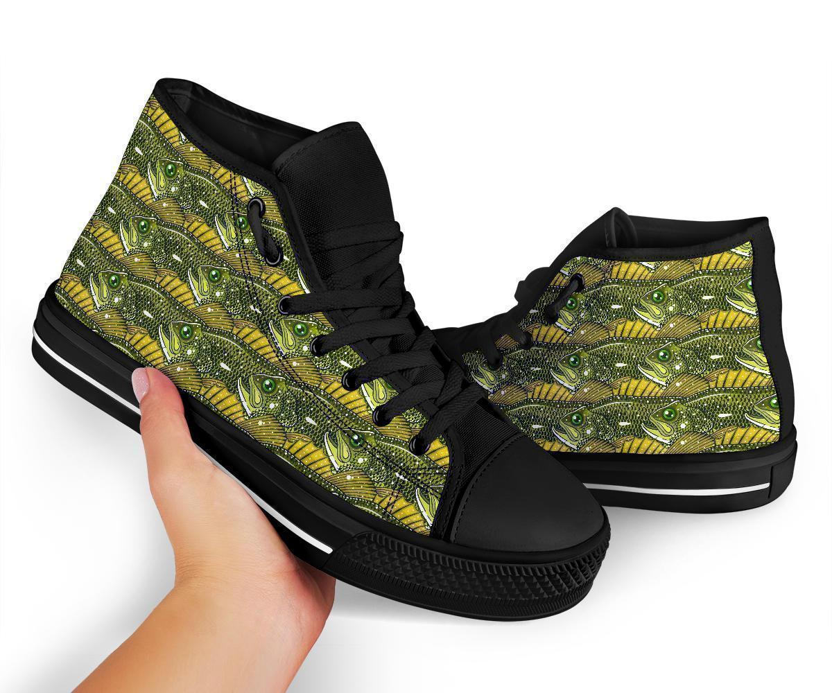 Bass Fishing Bait Pattern Print Men Women's High Top Shoes-grizzshop