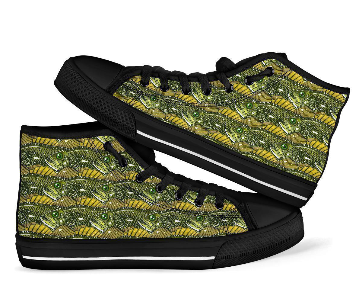 Bass Fishing Bait Pattern Print Men Women's High Top Shoes-grizzshop