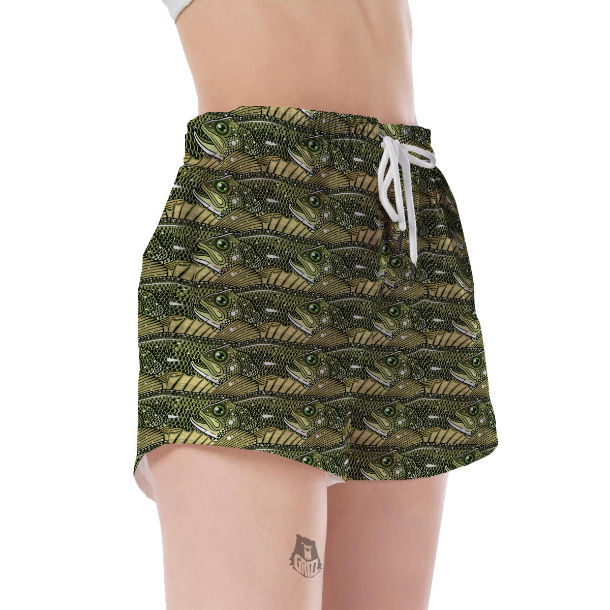 Bass Fishing Bait Pattern Print Women's Shorts-grizzshop