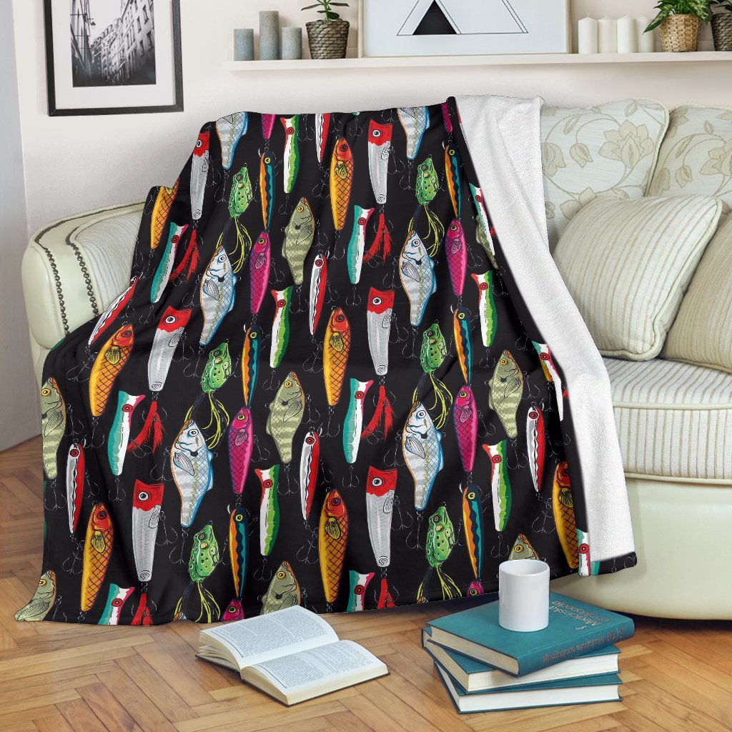Bass Fishing Bait Print Pattern Blanket-grizzshop