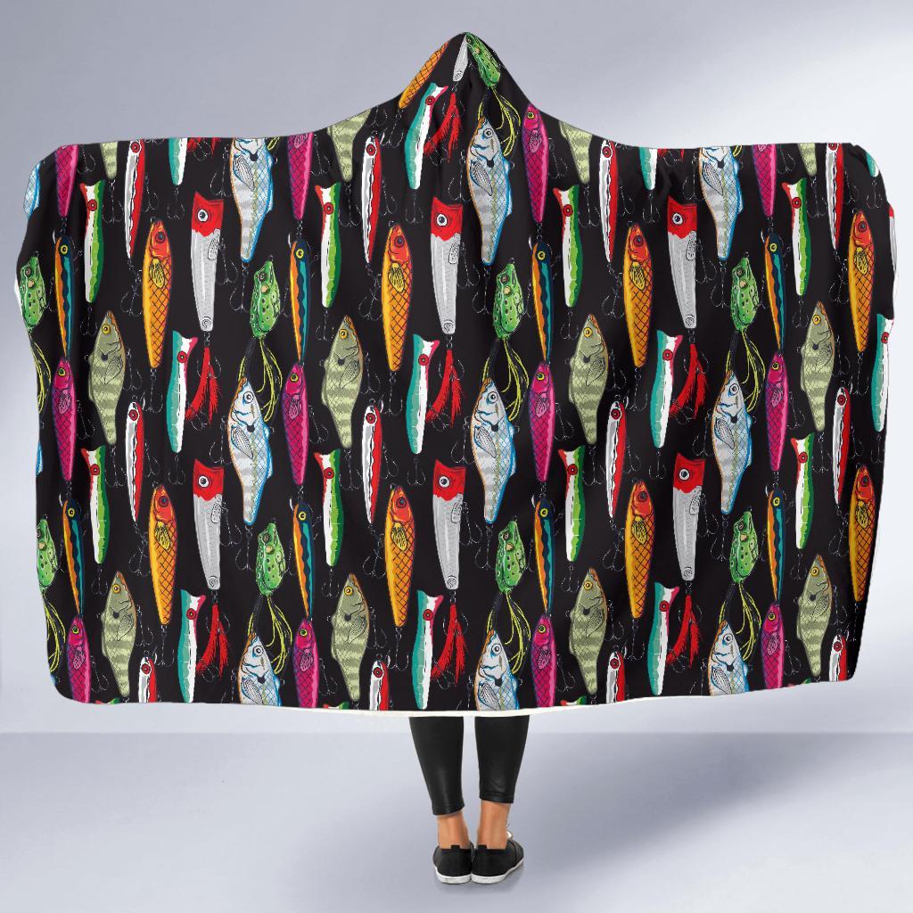 Bass Fishing Bait Print Pattern Hooded Blanket-grizzshop