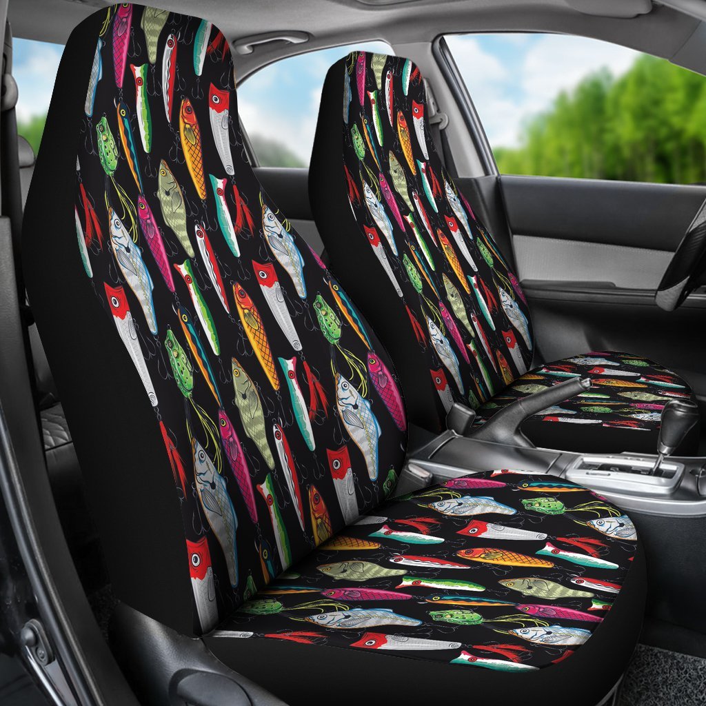 Bass Fishing Bait Print Pattern Universal Fit Car Seat Cover-grizzshop