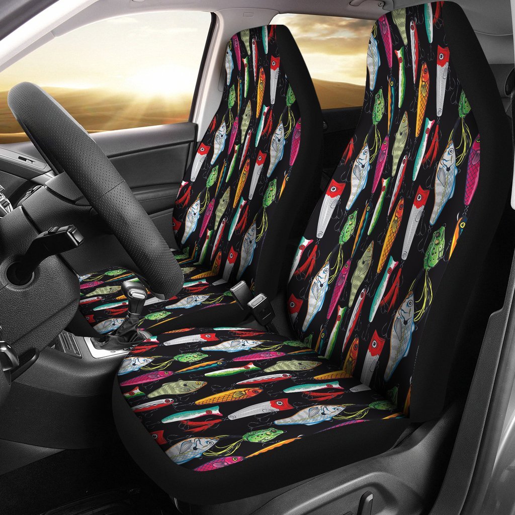 Bass Fishing Bait Print Pattern Universal Fit Car Seat Cover-grizzshop