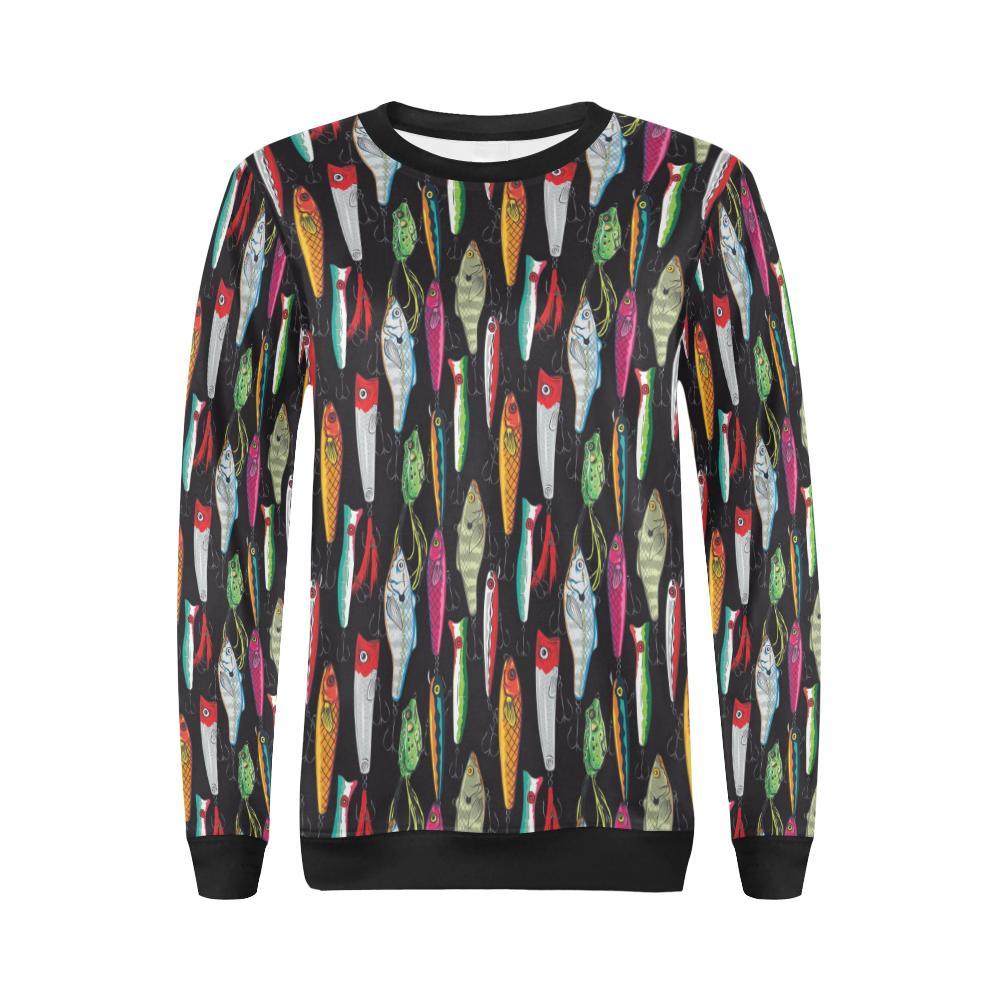 Bass Fishing Bait Print Pattern Women Crewneck Sweatshirt-grizzshop