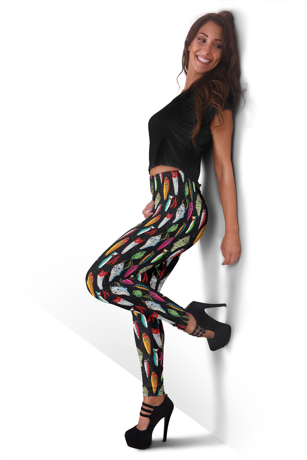 Bass Fishing Bait Print Pattern Women Leggings-grizzshop