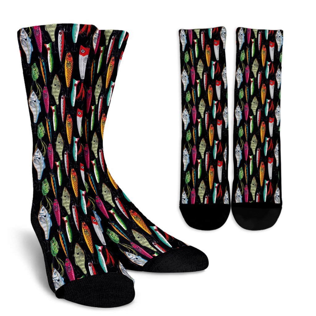 Bass Fishing Bait Print Pattern Unisex Crew Socks-grizzshop