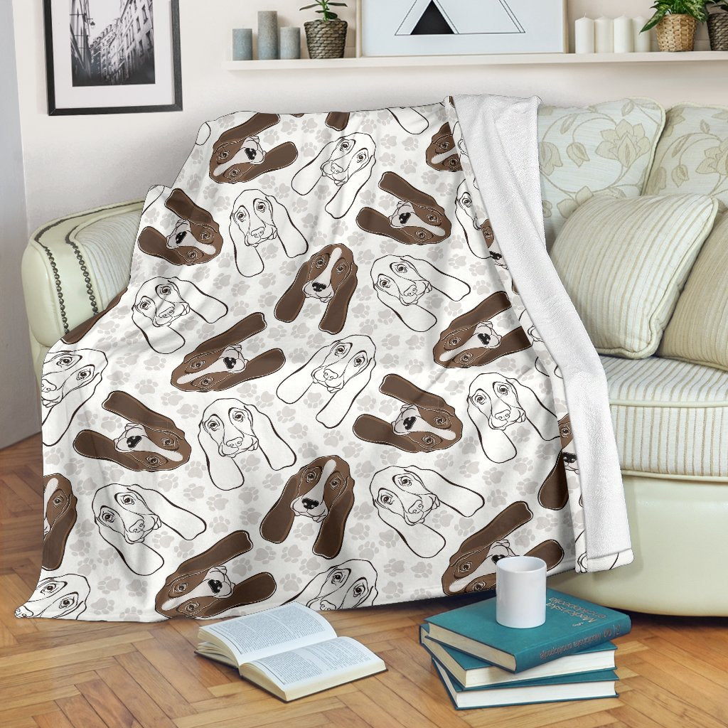Basset Hound Dog Pattern Print Blanket-grizzshop