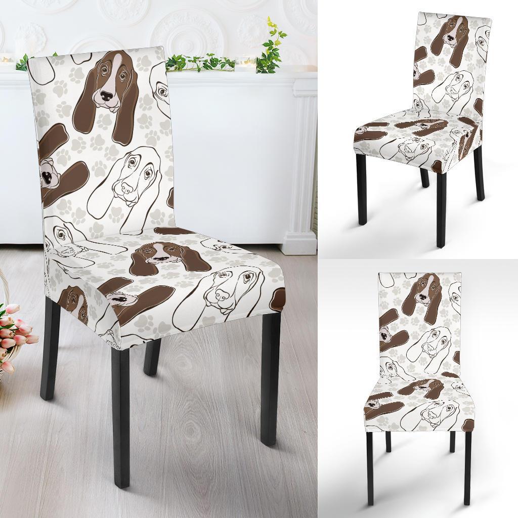 Basset Hound Dog Pattern Print Chair Cover-grizzshop