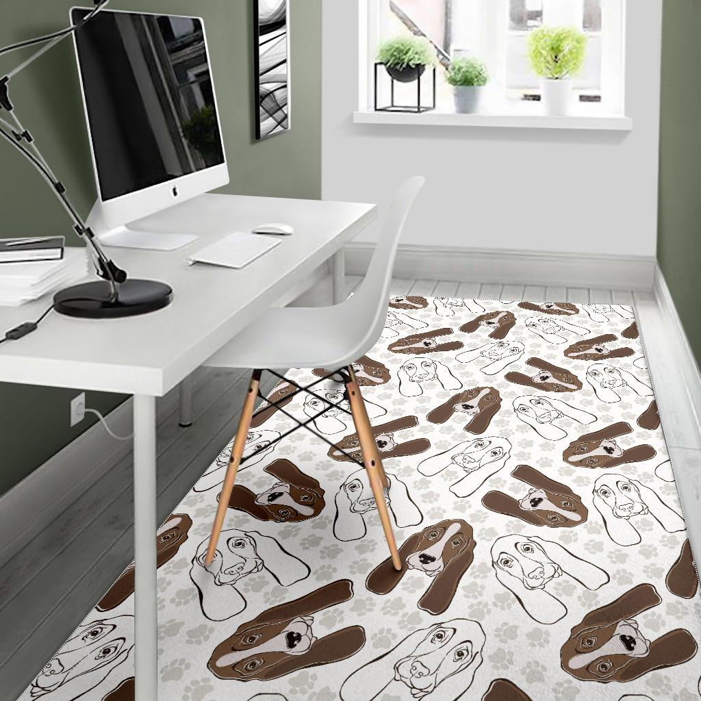 Basset Hound Dog Pattern Print Floor Mat-grizzshop