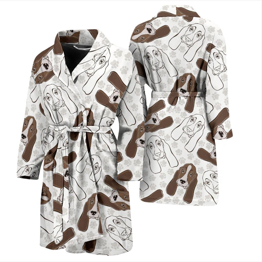 Basset Hound Dog Pattern Print Men Long Robe-grizzshop