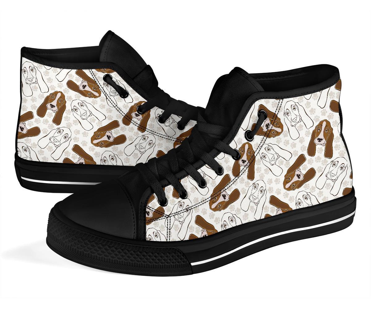 Basset Hound Dog Pattern Print Men Women's High Top Shoes-grizzshop