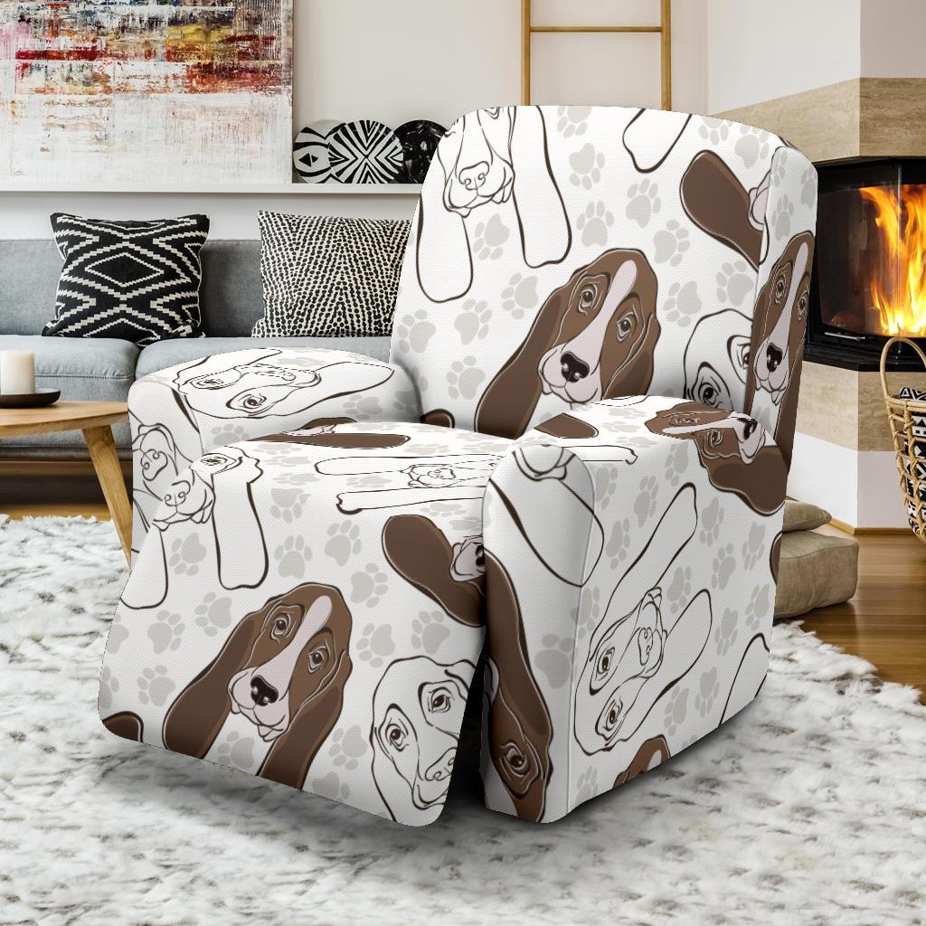 Basset Hound Dog Pattern Print Recliner Cover-grizzshop