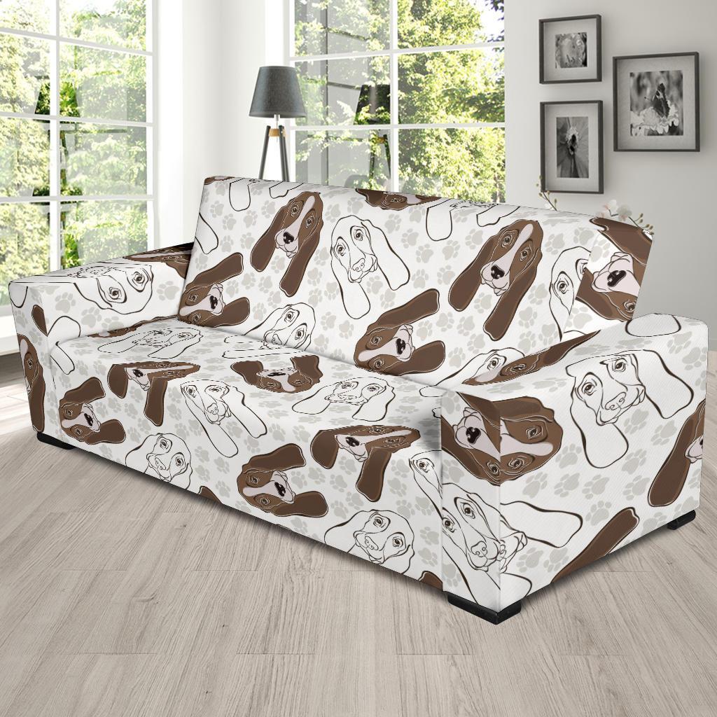 Basset Hound Dog Pattern Print Sofa Covers-grizzshop