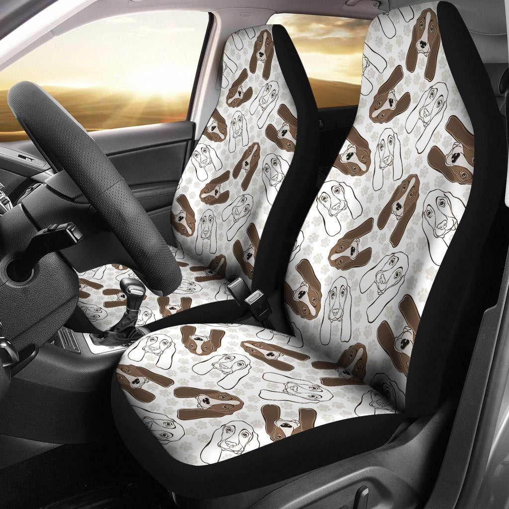 Basset Hound Dog Pattern Print Universal Fit Car Seat Cover-grizzshop